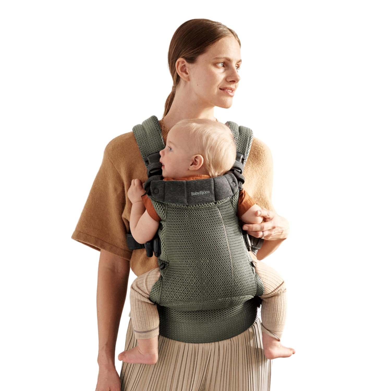 BabyBjörn Baby Carrier Harmony, Dark Green, 3D Mesh | 3-in-1 Ergonomic Baby Carrier; Newborn, Facing-in, Outward-Facing, and Back Carrying Positions Supported (7-40 lbs), Newborn to Toddler