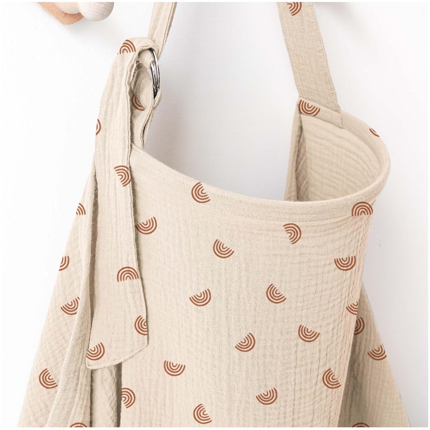 MairMore Muslin Nursing Covers for Breastfeeding, Privacy Breast Feeding Cover with Arch Neckline for Mom and Baby, Breathable 100% Cotton Nursing Apron Multi-use Stroller Cover