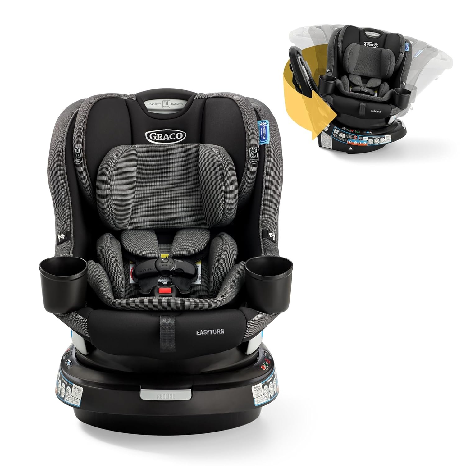 Graco EasyTurn 360 2-in-1 Rotating Convertible Car Seat, 360 Degree Rotating Infant to Toddler Rotating Car Seat, 2 Modes Rear and Forward Facing, Slim Design, Cyran