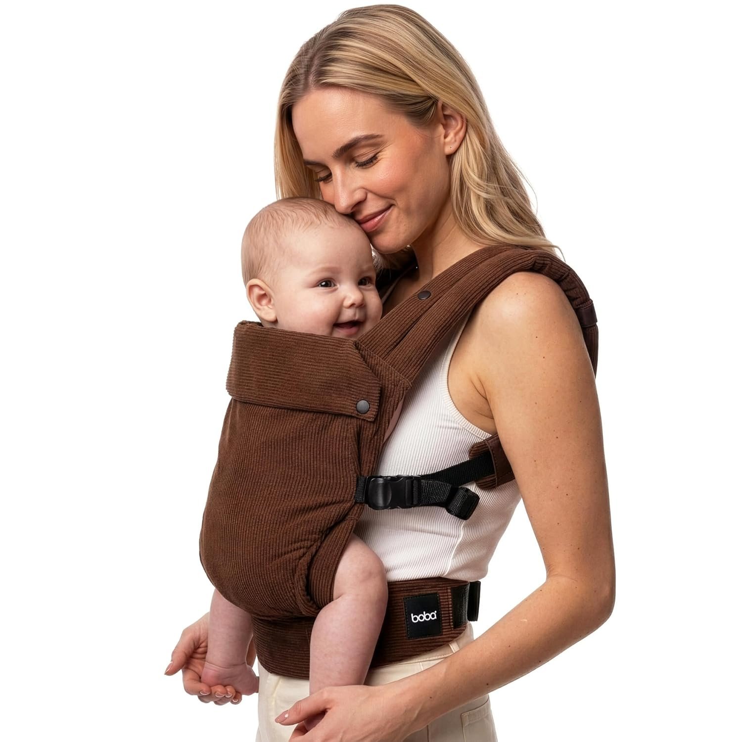 Boba Auri Baby Carrier Newborn to Toddler – Corduroy Cotton Newborn Carrier, 3 Ergonomic Positions (Front in/Front Out/Back), “M”-Position Baby Carriers with Adjustable Seat (7-45 lbs)