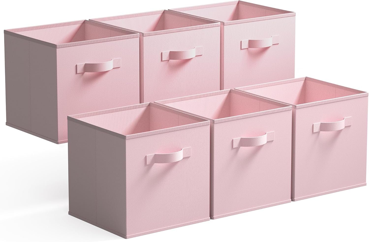 GRANNY SAYS Cube Storage Bins, 11 Inch 6 Pack Storage Cube Organizer, Foldable Fabric Storage Boxes with Handle, Decorative Clothing Storage Baskets for Shelves, Closet, Pink