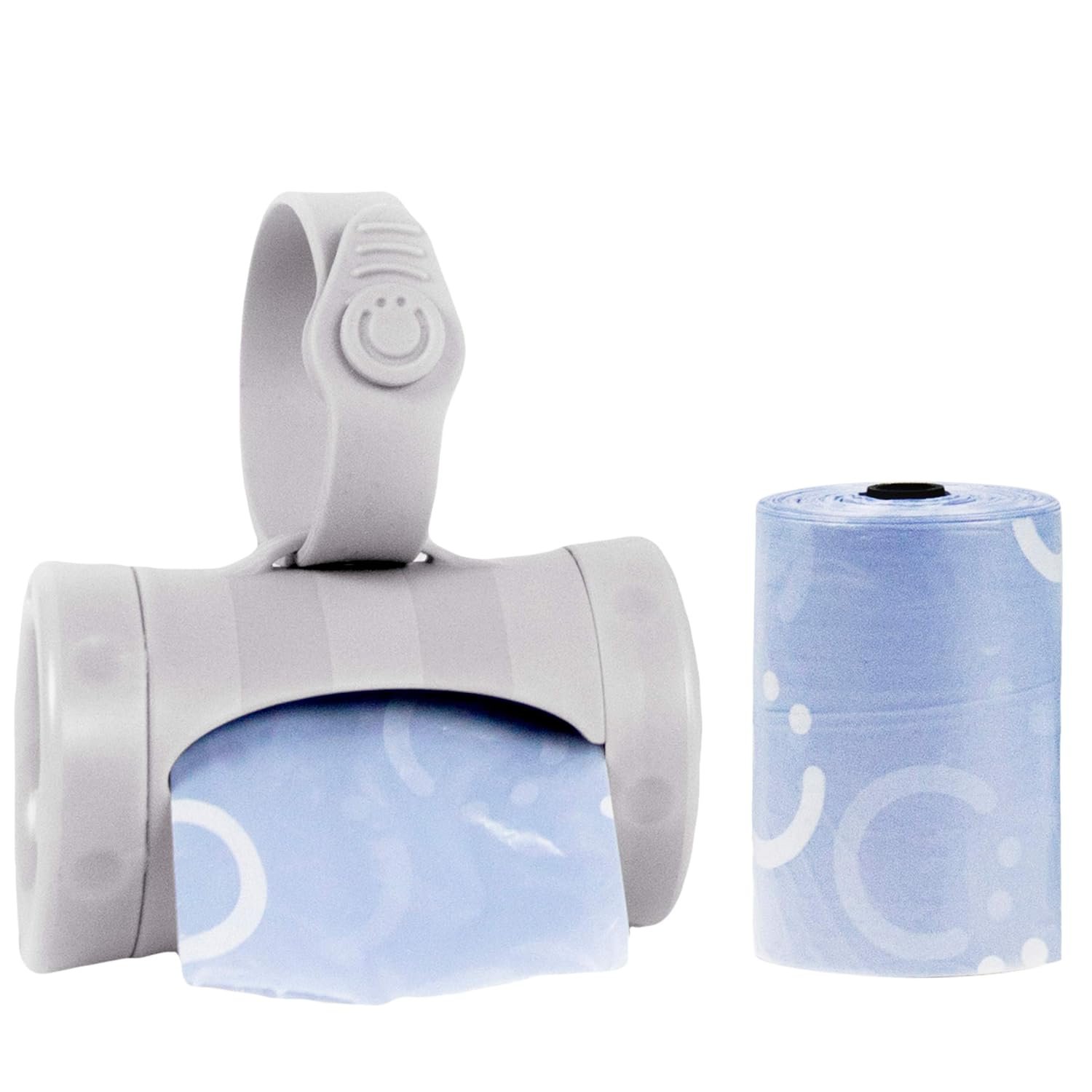 Ubbi Retractable Bag Dispenser for Diaper Bag, Portable Bag Holder for Travel, Newborn Baby Essentials, Diaper Bag Must Have, Includes 24 Lavender Scented Bags, Gray