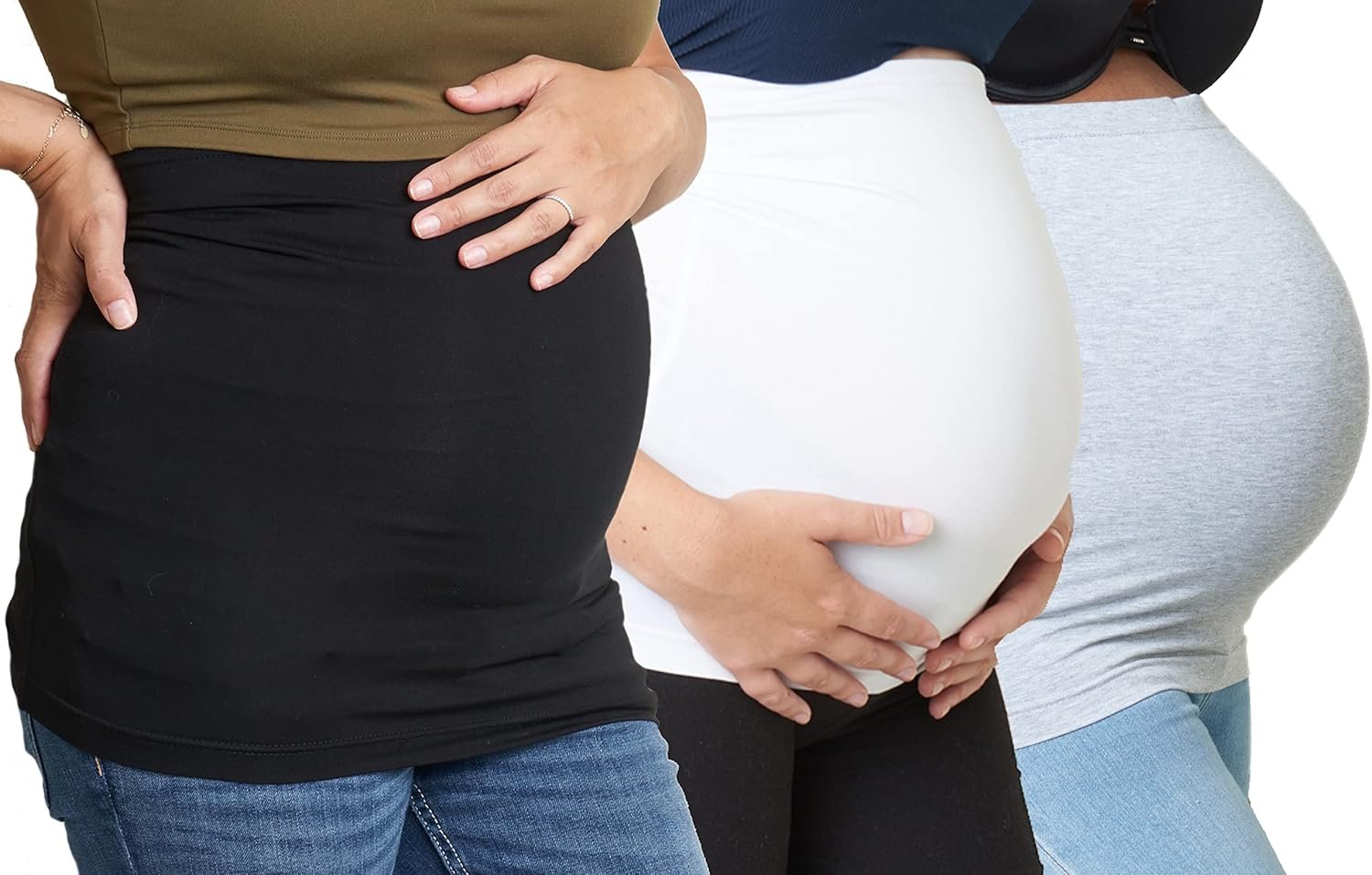 Belly Bands – Available in 8 Sizes and 7 Colors. Maternity & Postpartum Shirt Extender 3 Packs for All Stages of Pregnancy