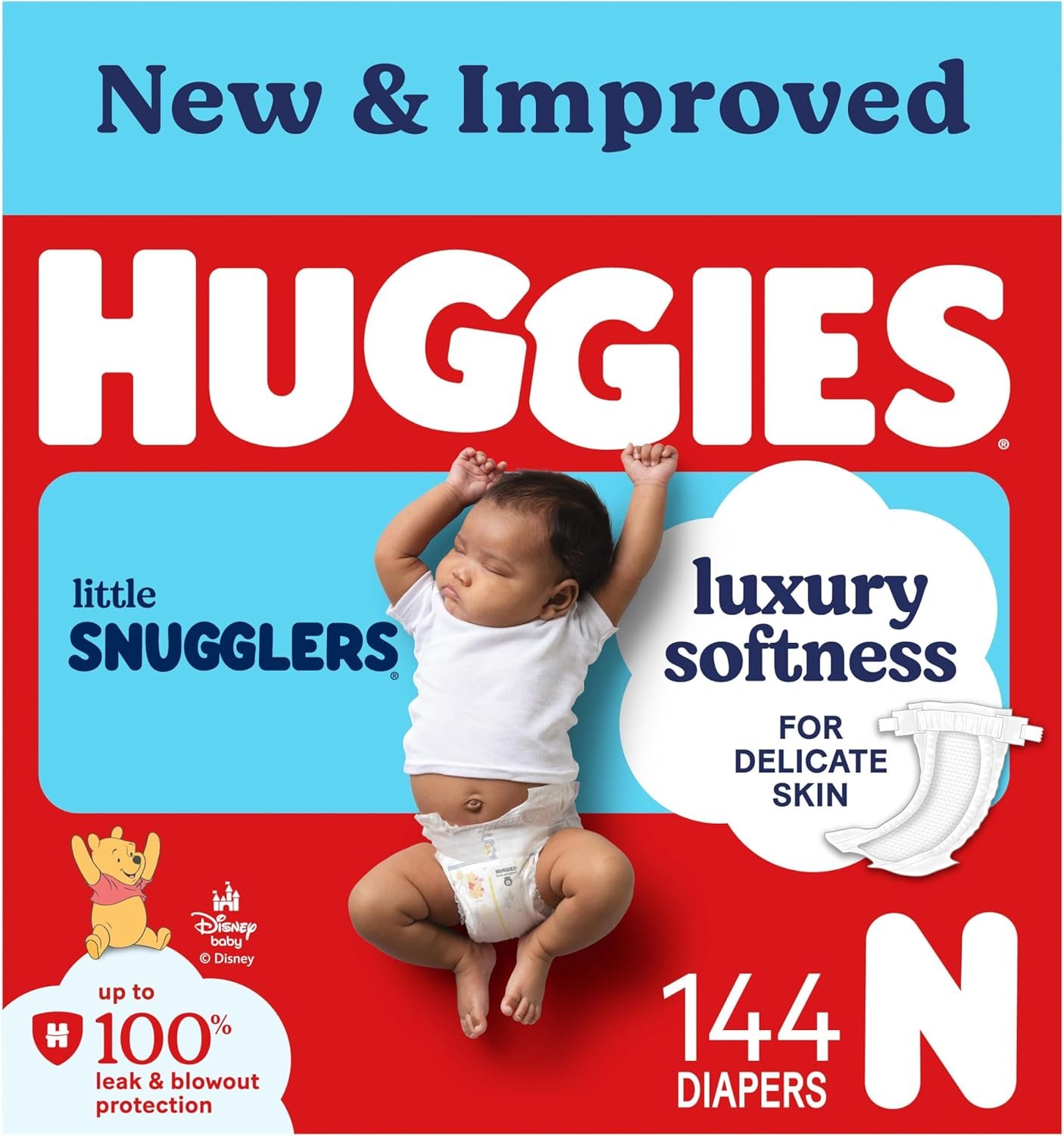 Huggies Size Newborn Diapers, Little Snugglers Baby Diapers, Size Newborn (up to 10 lbs), 144 Count, Packaging May Vary