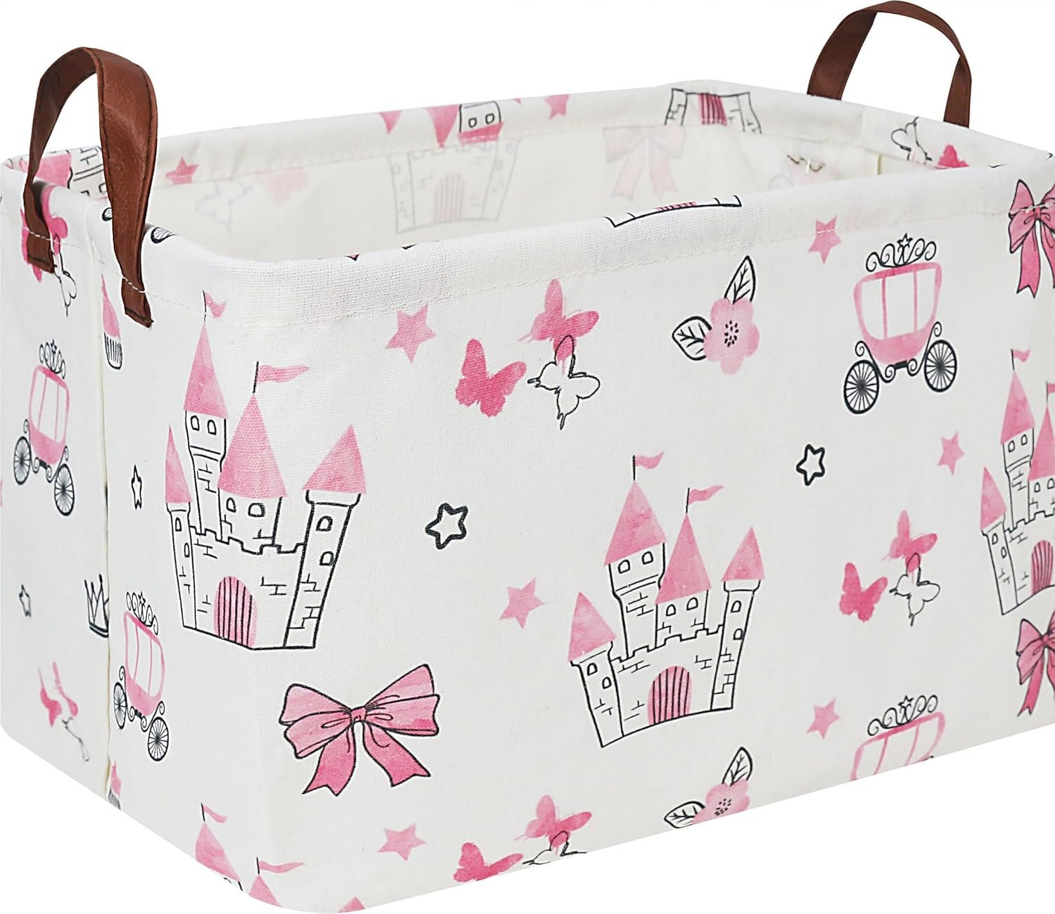 Rectangle Storage Basket with Handles,Collapsible Storage Bin,Books Box,Gift Basket(Pink Princess)