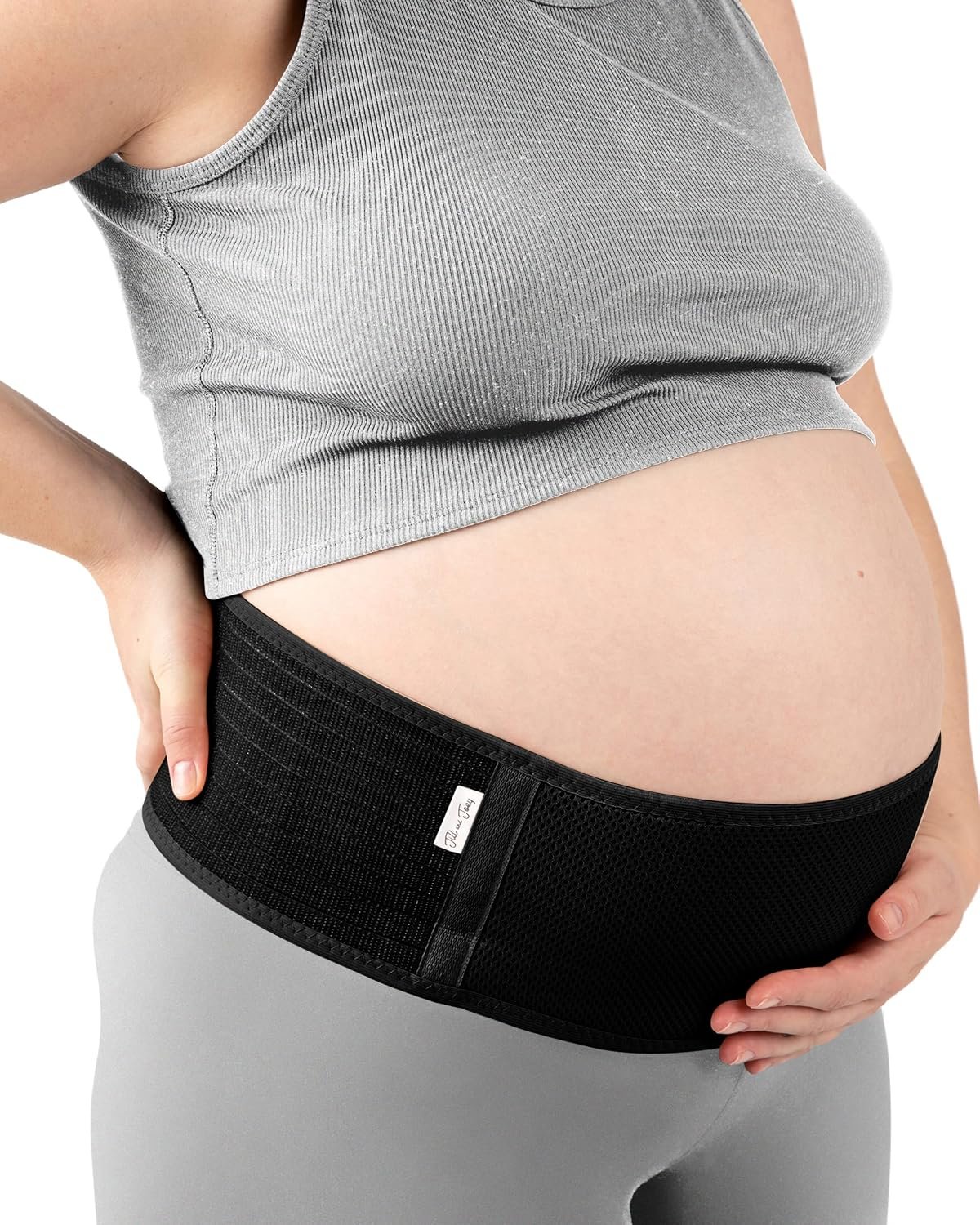 Jill & Joey Maternity Belt – Belly Band for Pregnant Women – Back Brace & Belly Support – Pregnancy Must-Have – Back Pain Relief (Black, Large)