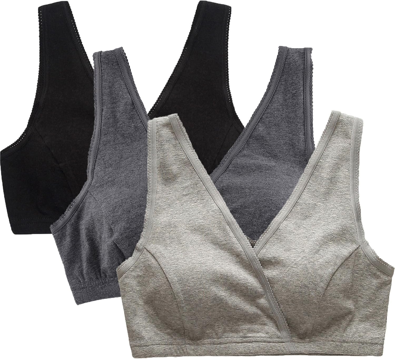 CAKYE 3 Pack Maternity Nursing Sleep Bra Breastfeeding Cotton Bralette