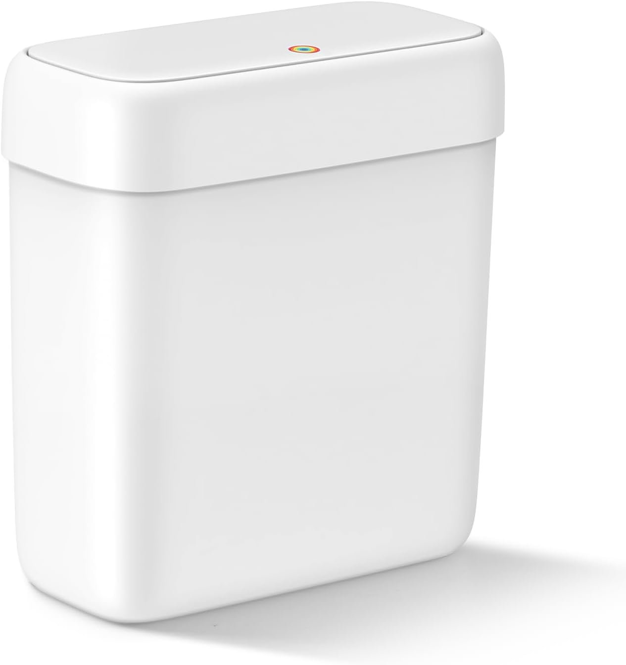 MOPALL Small Bathroom Trash Can with Lid, 2.6 Gallons / 10 L Slim Plastic Garbage Bin with Pop-Up Lid, Mini Waste Basket Can Dog Proof for Kitchen, Bedroom, Office, Laundry, Toilet, Rv, White