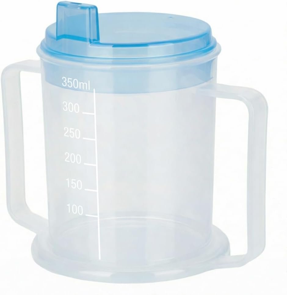 Life Healthcare Adult Drinking Cup for Elderly – 300ml Non Spill Cups – Dishwasher Safe Non-BPA Plastic Two Handled Cup for Elderly – Plastic Beakers for Adults, Disability People
