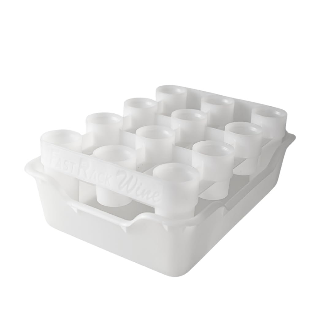 FASTFERMENT – 12-Bottle Drying Rack & Tray| Bottle Drying Tree Alternative | Dry & Store your Wine or Bomber/Belgian Bottles | Stackable | White | Dishwasher Safe | Home Brewing Supplies