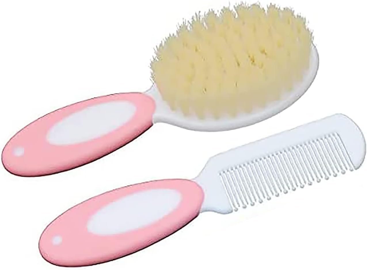 Baby Hair Brush and Comb Set, Baby Brush with Soft Natural Bristles