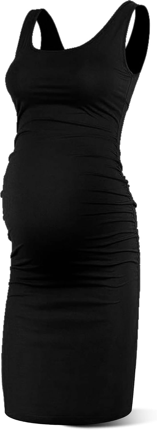 Rnxrbb S-2XL Women Summer Sleeveless Maternity Dress Pregnancy Tank Scoop Neck Mama Clothes Casual Bodycon Clothing