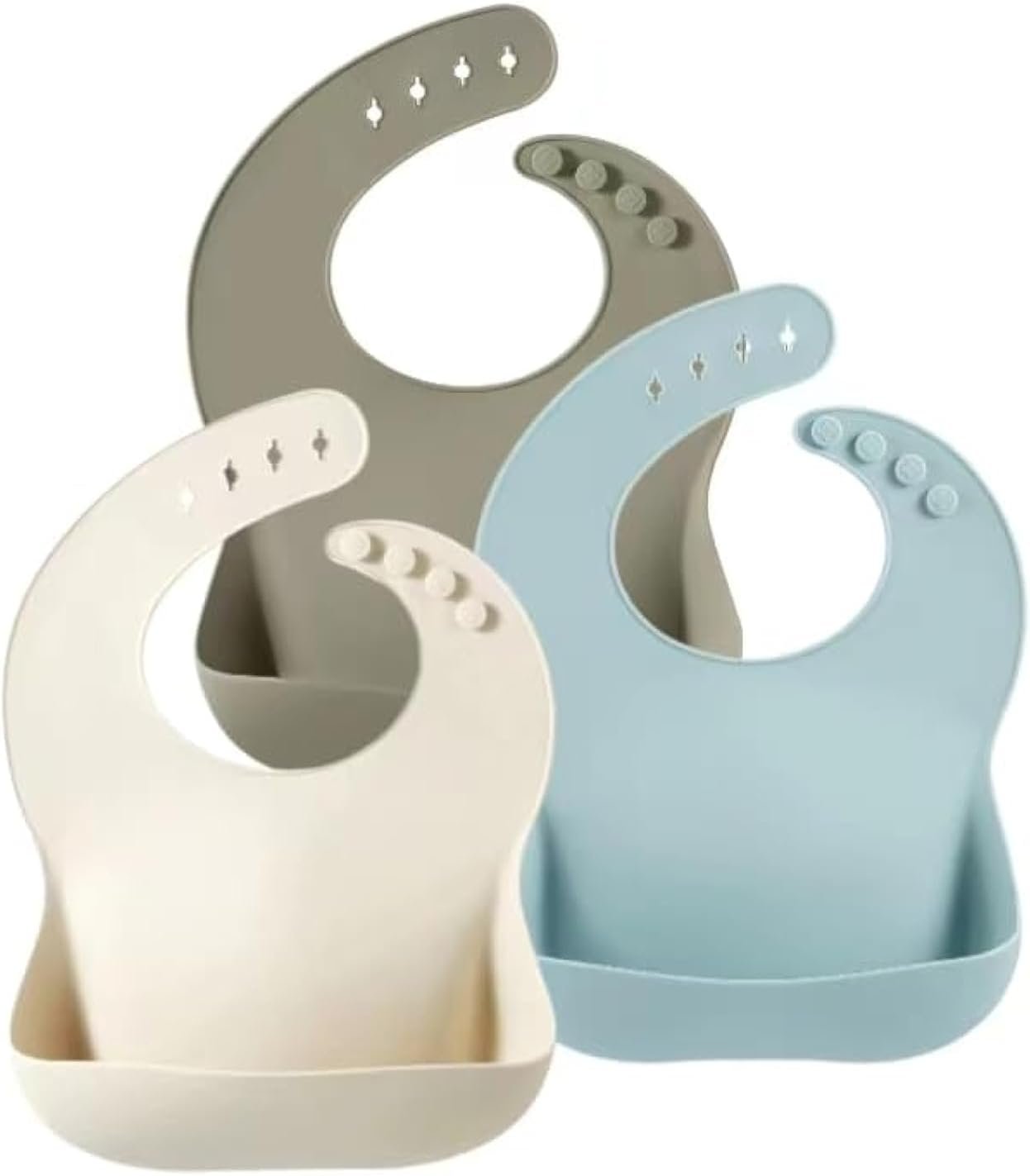 PandaEar Set of 3 Silicone Baby Bibs Waterproof, Soft, Unisex, 10-72 Months