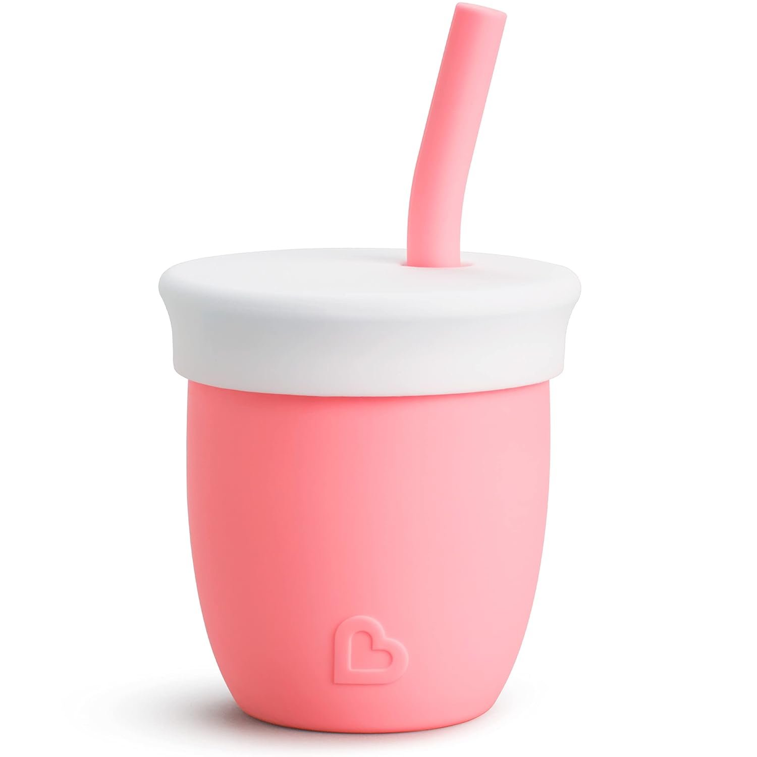 Munchkin Straw Cup with Removable Lid, for Babies and Toddlers 6 Months and Up, 4 Ounce, Silicone, Coral/Pink