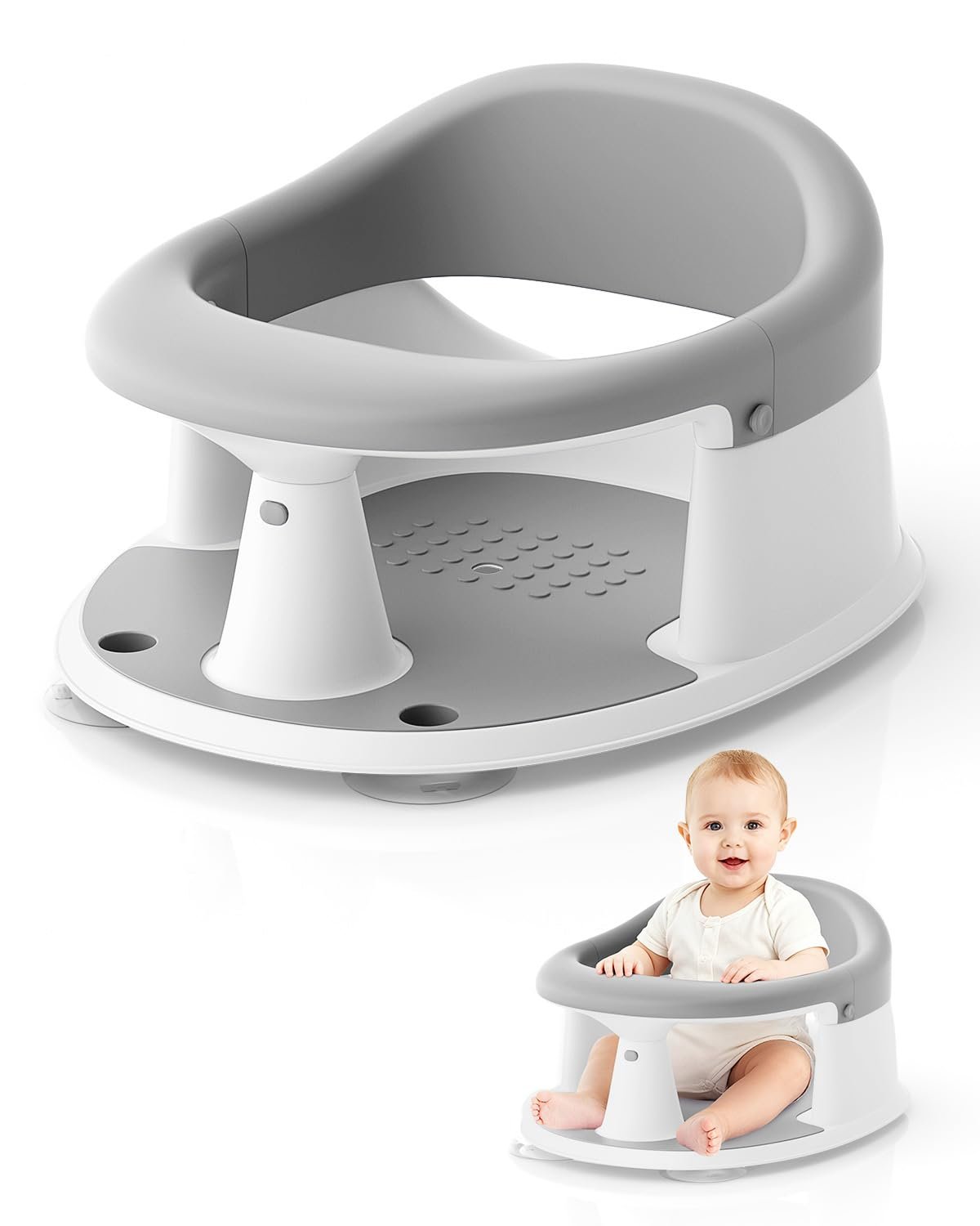Baby Bath Seat for Babies 6 Months & Up, Bath Seats for Babies Sitting Up, Open Design, Non-Slip, Compact Toddler Bath Seat.