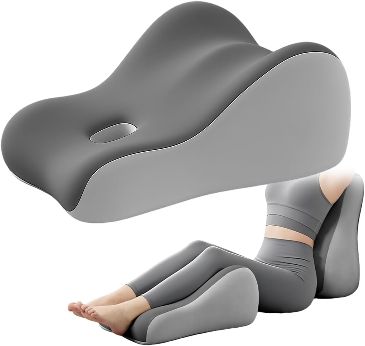 Natural Latex Wedge Pillow for Couples & Maternity – Ergonomic Support Cushion for Back, Waist & Leg Relief – Multi – Functional Body Positioner, Dual Grey