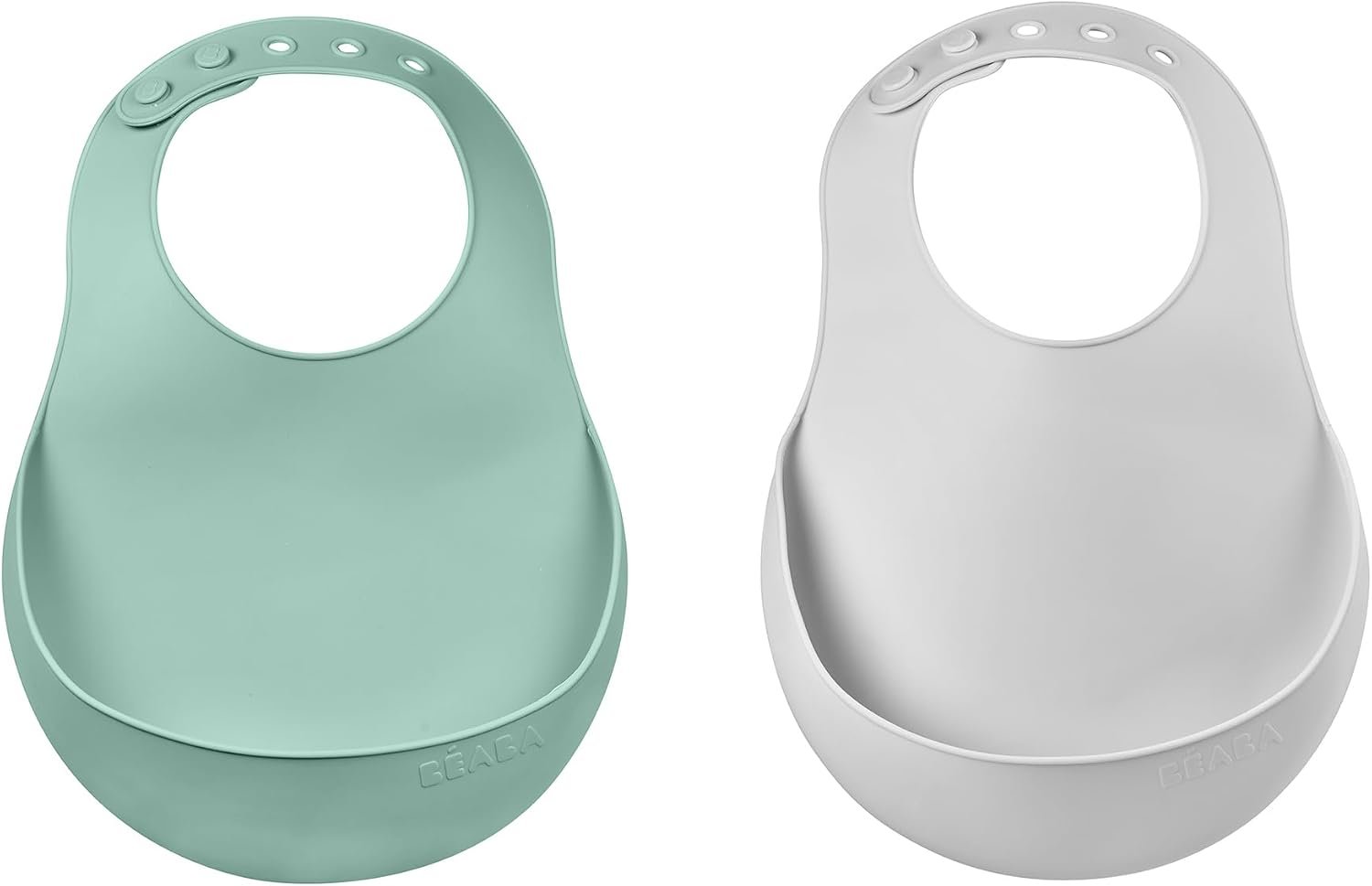 Beaba Silicone Baby Bib, Baby Bibs with Baby Food Catcher, Baby Boy Bibs Baby Girl Bibs, Baby Essentials for Feeding, 2 Pack