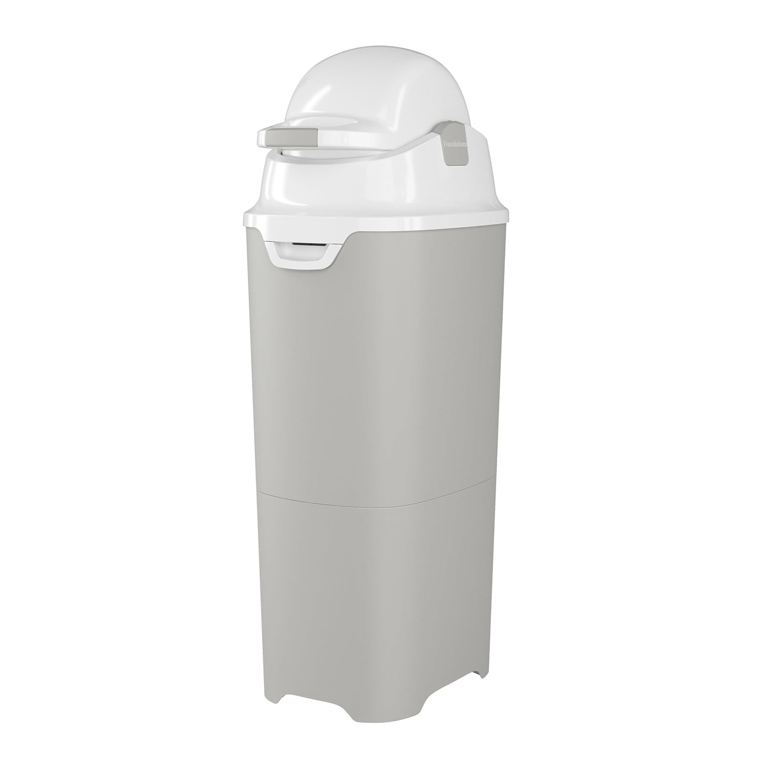 Foundations Tall Diaper Pail with Airtight Lid – Durable & Odorless Diaper Disposal, Large Capacity, Holds up to 60 Newborn Diapers, Refill with Any Bags, Baby Registry Gift – Gray (9612057)