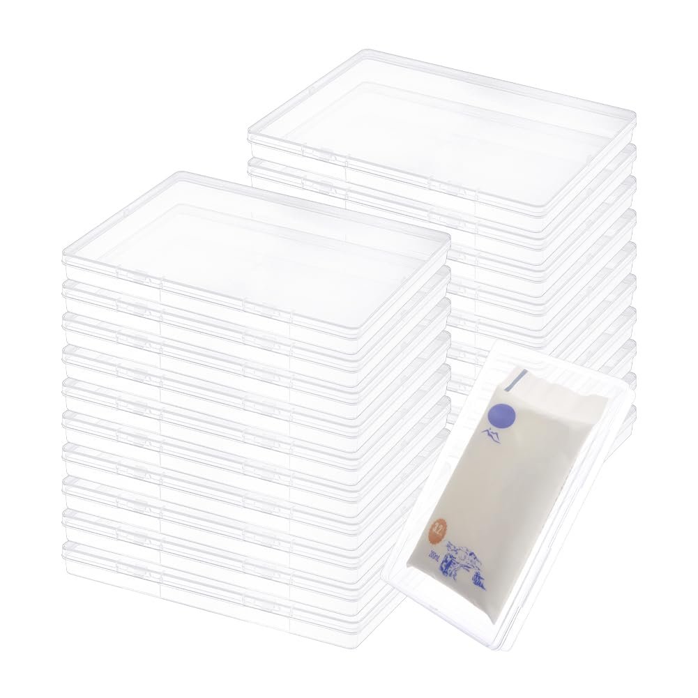 DICOSMETIC 20 Pcs Clear Breast Milk Freezer Storage Organizer Breastmilk Flat Freezer Tray Transparent Plastic Breastfeeding Bag Organizer 18.5×13.6×1.75cm (7.28inch x5.35inch x0.69inch)