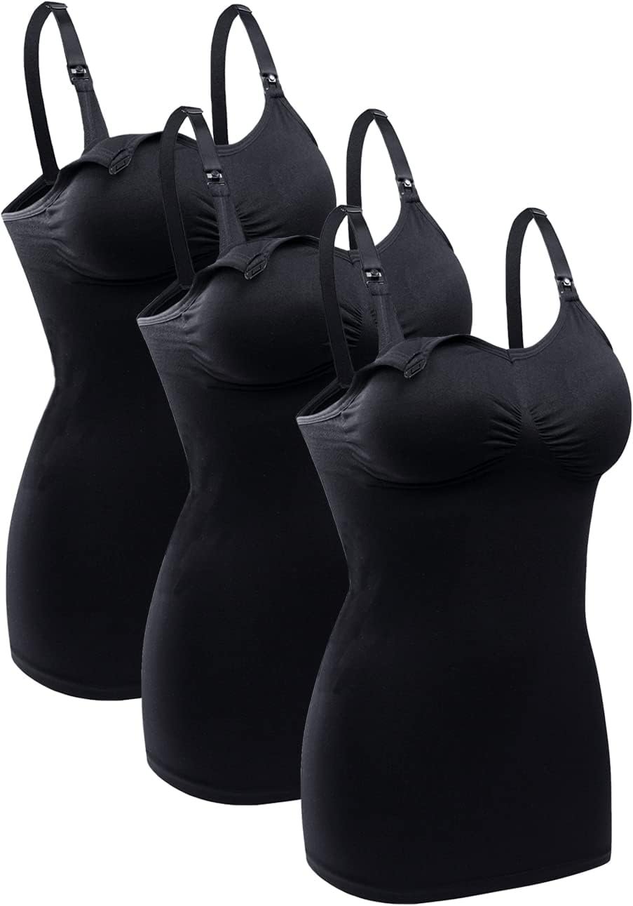 Womens Nursing Tank Tops Built in Bra for Breastfeeding Maternity Camisole Brasieres