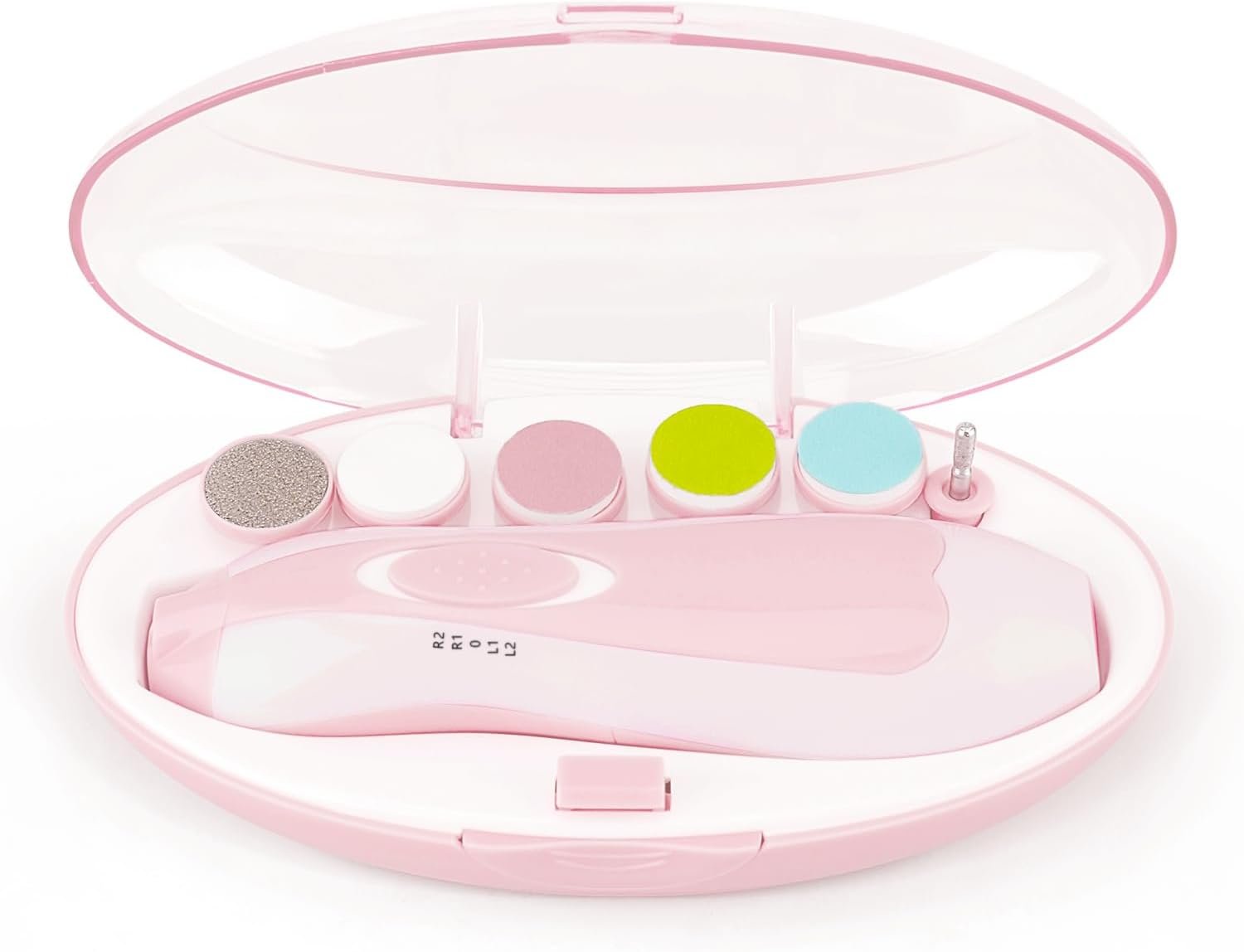 Baby Nail File Clippers Electric: Baby Nail Trimmer Electric Kit Fingernails Toes Care Manicure 6-in-1 Set with LED Light Safe for Newborn Kids and Adult Pink
