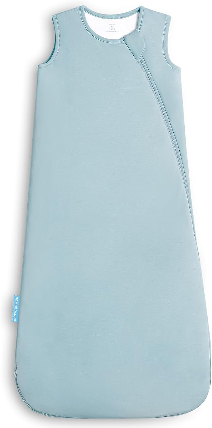 Soft Breathable Sleep Sack, 1.0 TOG Bamboo Viscose Wearable Blanket Baby, Baby Sleeping Bag with 2-Way Zipper