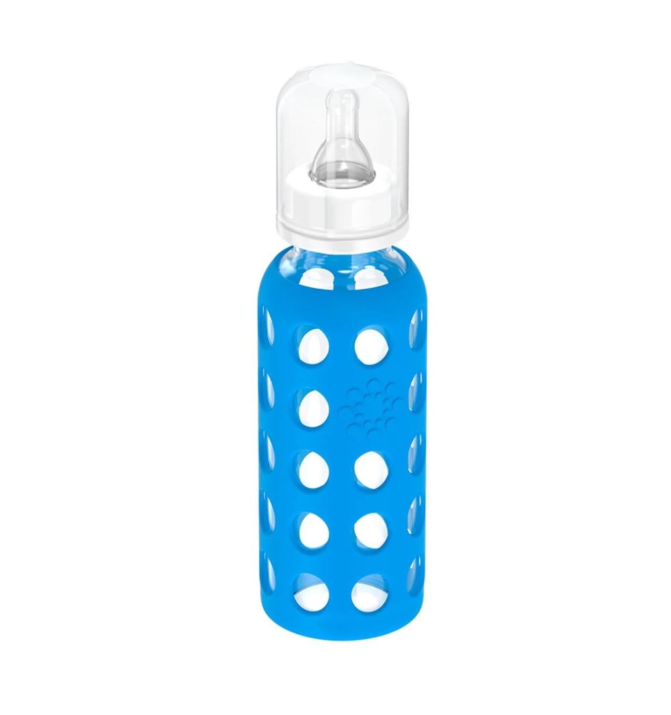Lifefactory 9-Ounce BPA-Free Glass Baby Bottle with Protective Silicone Sleeve and Stage 2 Nipple, Cobalt Blue