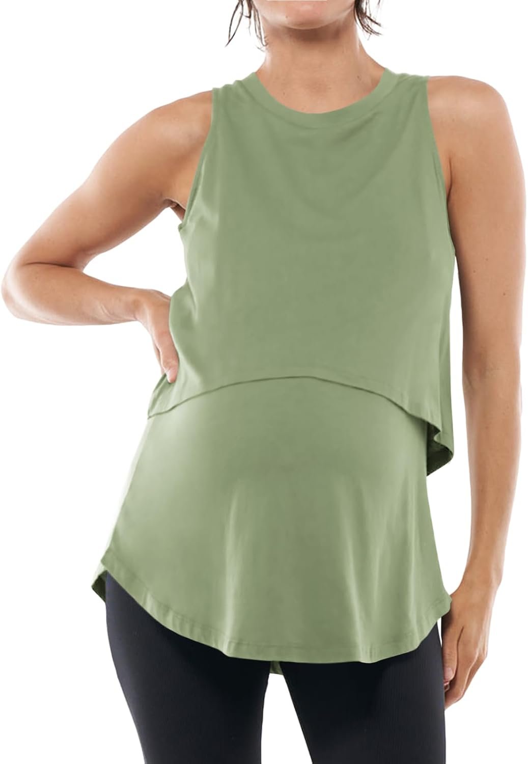Tankaneo Womens Summer Maternity Nursing Tank Tops Sleeveless Double Layer Breastfeeding Shirt Pregnancy Clothes