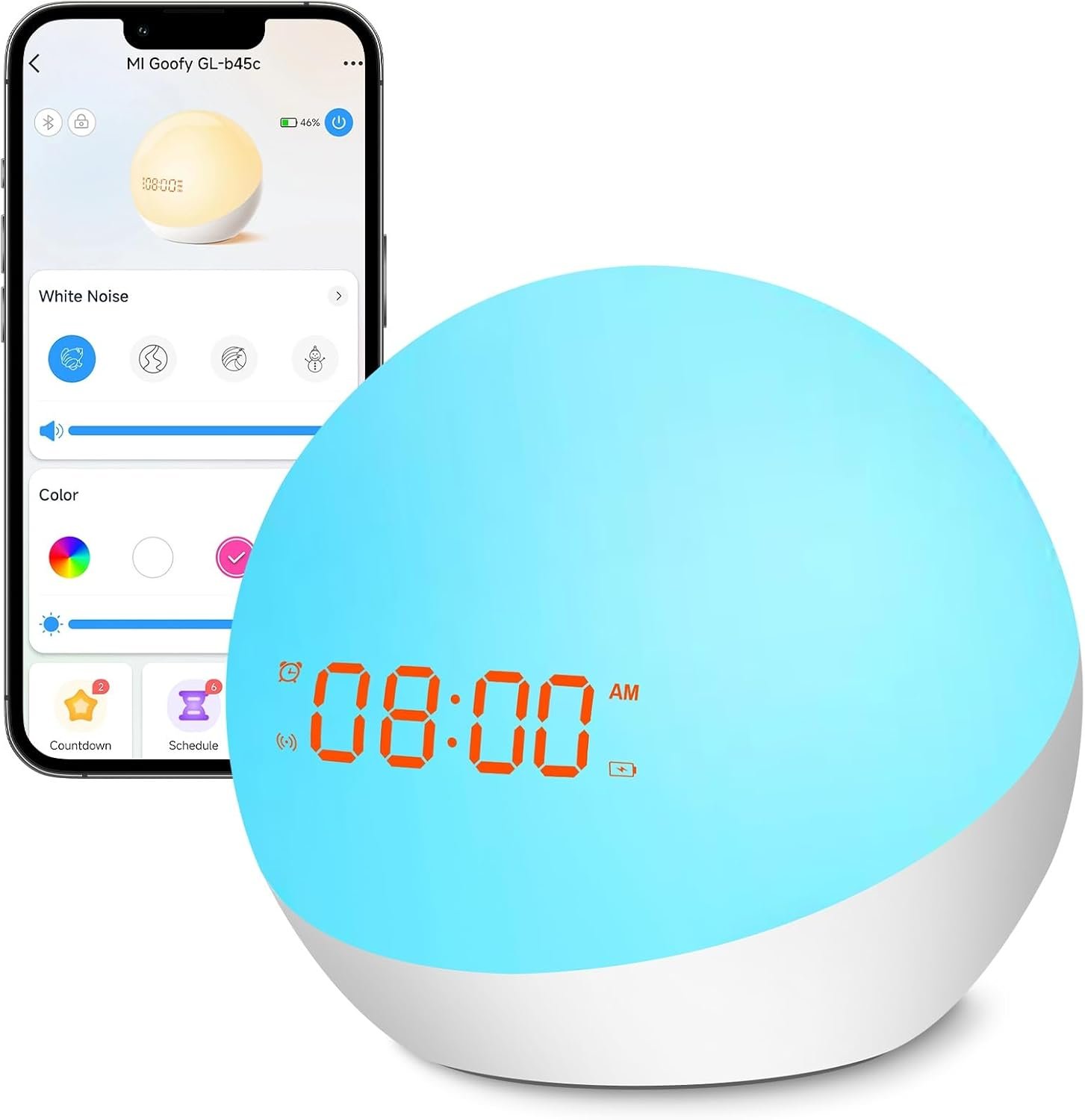 Alarm Clock for Kids, Sleep Trainer, Toddler Alarm Clock, Portable Baby Sound Machine, Children’s Night Light Clock, for Bedroom (4th Gen,2024 Release) (White, S)