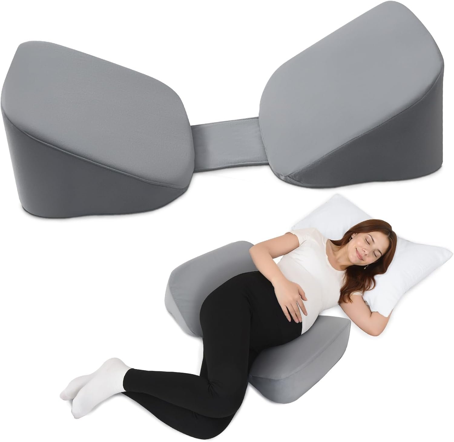 30°Adjustable Pregnancy Pillow – Portable Travel Maternity Pillow Wedge with Washable Cover, Relief Back, Belly & Hip Pressure, Ideal for Side Sleeping Pregnant Women
