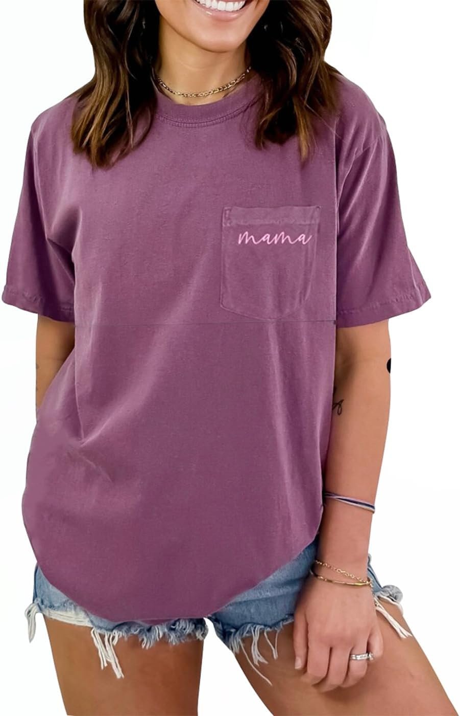 Breastfeeding Shirts for Women Mama Zipper Nursing Tops Distressed Maternity Tees with Pocket