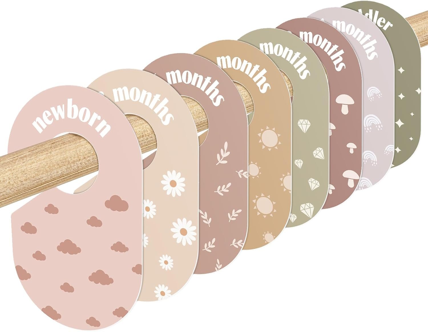 WSICSE Baby Closet Divider, Double-Sided Baby Clothes Organizer Nursery Decor Closet Dividers for baby Clothes 8 Designs from Newborn to 24 Month (Pastel
