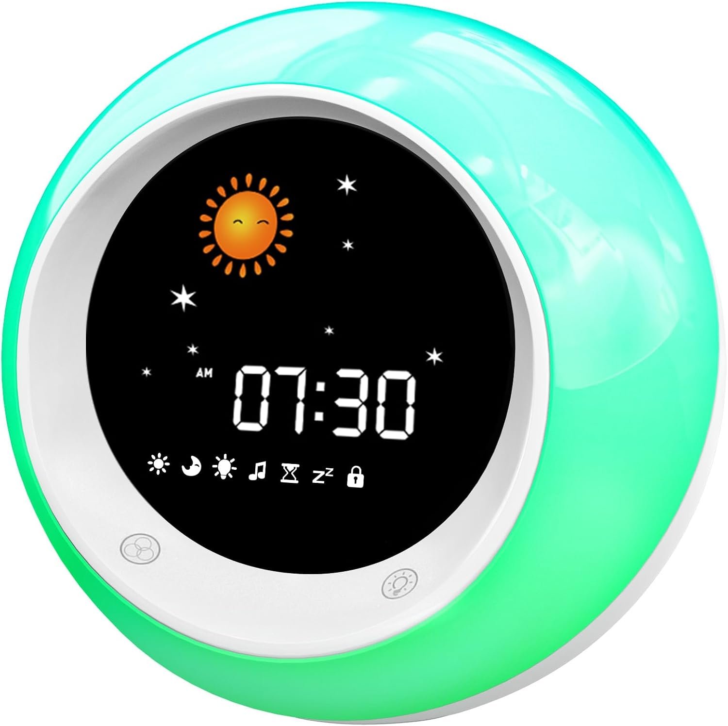 I.CODE Sun & Moon Rise Kids Alarm Clock, Children’s Sleep Trainer ,Sleep Sound Machine, Wake Up Light & Night Light ,Teach Kids Day & Night