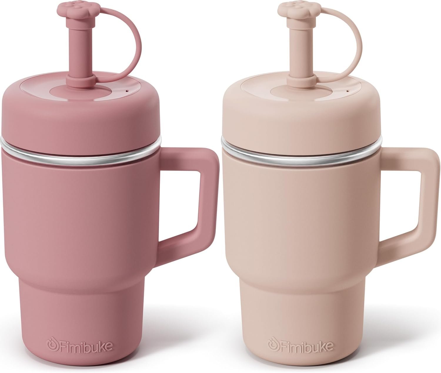 Fimibuke Toddler Tumbler with Handle & Straw, 15 OZ Spill Proof Sippy Cups for Kids Girl Boy, Leak Proof Stainless Steel Cups with Lid & Silicone Sleeve, BPA Free Dishwasher Safe Water Bottle, 2 Packs