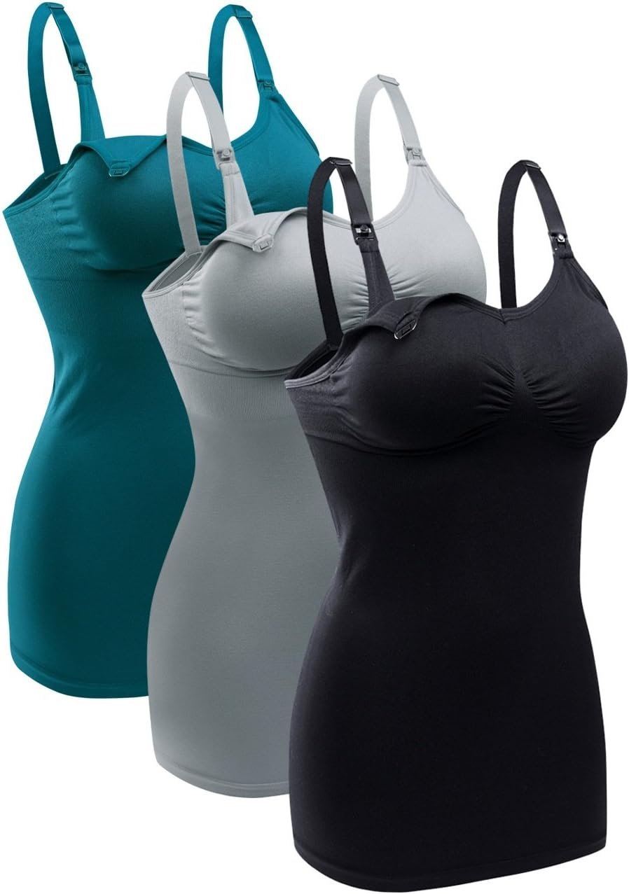 Womens Nursing Tank Tops Built in Bra for Breastfeeding Maternity Camisole Brasieres