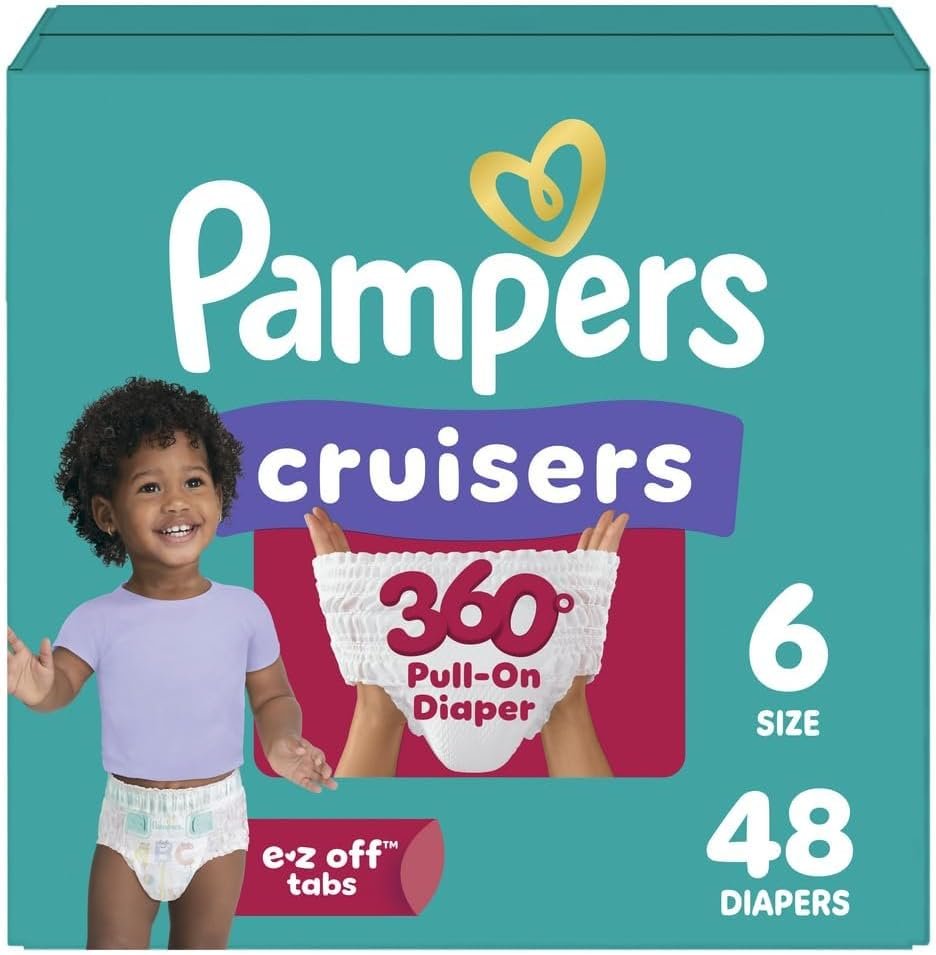 Pampers Diapers – Cruisers 360 – Size 6, 48 Count, Babyproof up to 100% Leakproof Pull-On Diaper