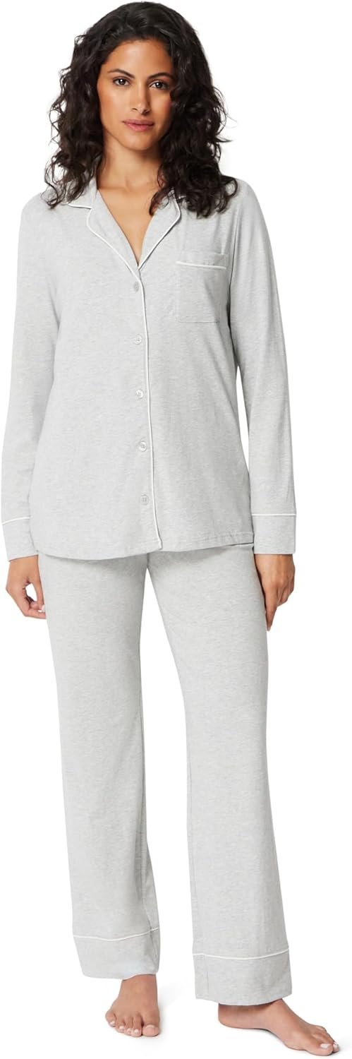 Amazon Essentials Women’s Long Sleeve Cotton Modal Pajama Set, Loungewear with Full-Length Bottom