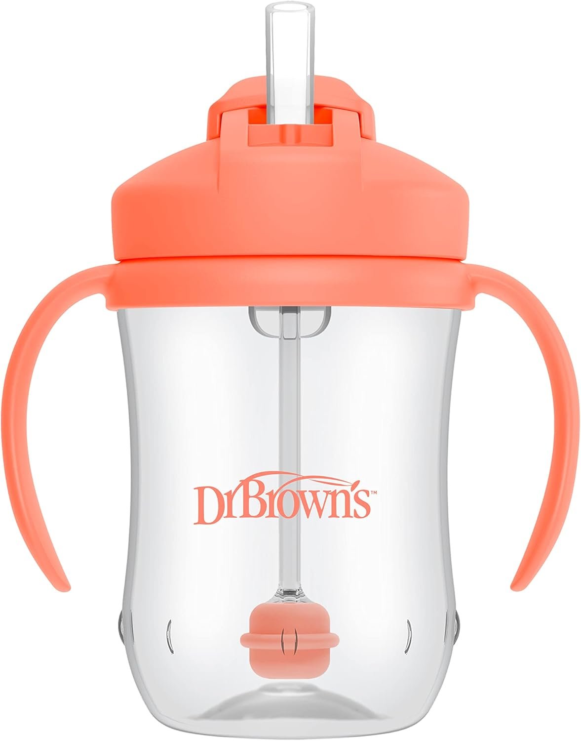 Dr. Brown’s Milestones Baby’s First Straw Cup, Training Cup with Weighted Straw, 9 oz/270 mL, BPA-free, 6m+, Coral, 1-Pack