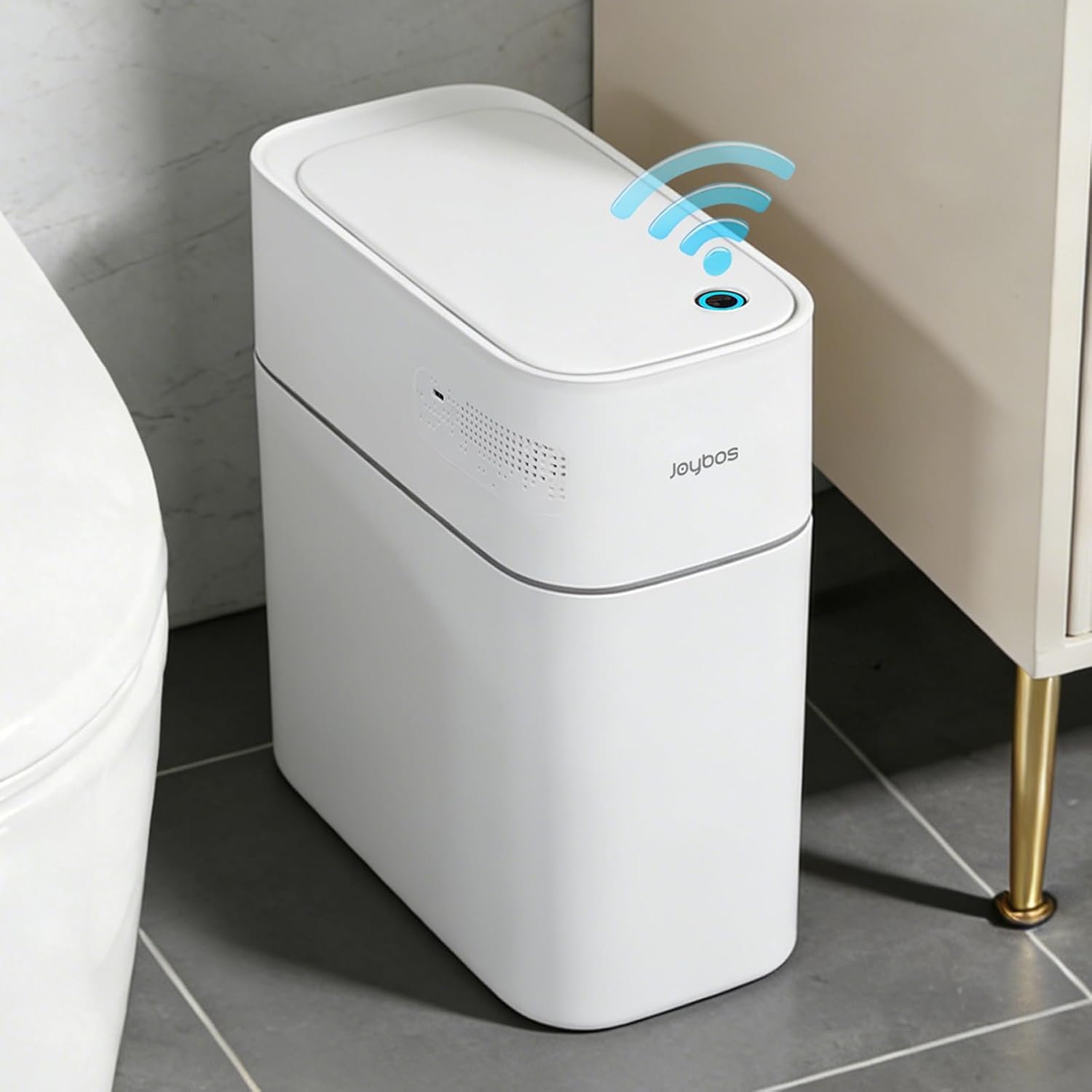 JUDRDO 3.5 Gallon Slim Automatic Trash Can for Bathroom,Touchless Diaper Trash Can with Trash Bag Auto-adsorption Technology,Motion Sensor Diaper Garbage Bins for Bedroom Office Kitchen Toilet