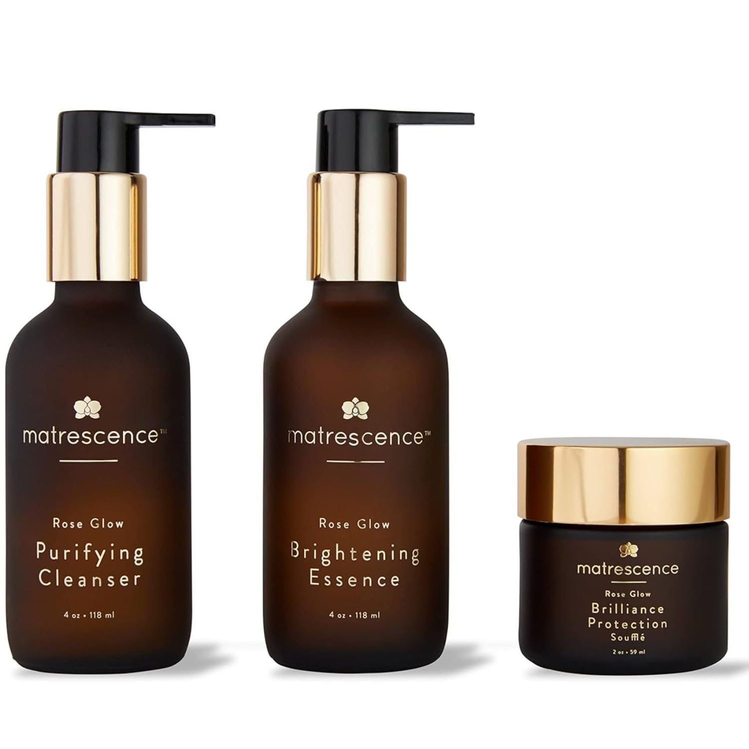 Matrescence Rose Glow Face Trio 3 Pack (10oz/296ml) | 1-2-3 Step Complete Routine | Spa-Quality Facial Skin Care Set | Pregnancy-Safe Skincare Made for Mom