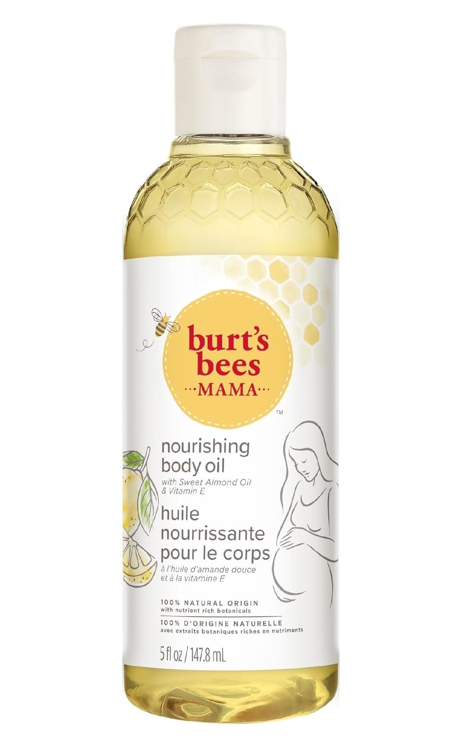 Burt’s Bees Mama Body Oil with Vitamin E, 100% Natural Origin, 5 Fluid Ounces