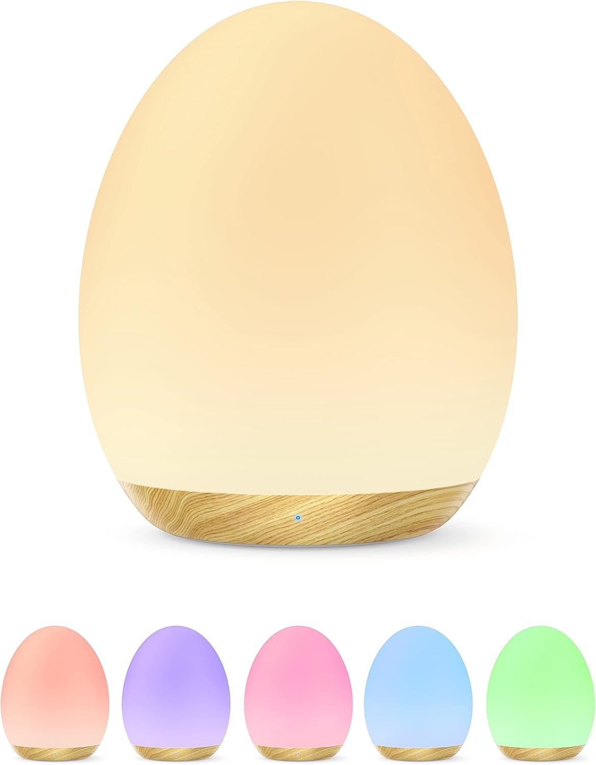 Night Light for Kids, Baby Egg Light with 7 Colors Changing Mode & Stepless Dimming, Nursery Night Lamp BPA Free,Rechargeable Egg Night Light for Breastfeeding 1h Timer & Touch Control, Wood