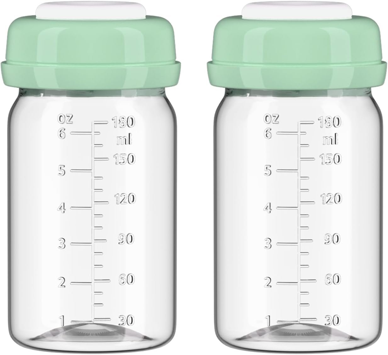 2pcs Breast Milk Storage Bottles 6oz/180ml Compatible with Spectra S1 S2 9 Plus,Motif Luna/Ameda MYA/Bellababy Pumps, Wide-Neck Collection Bottle Container for Fridge, Pumping Bottles