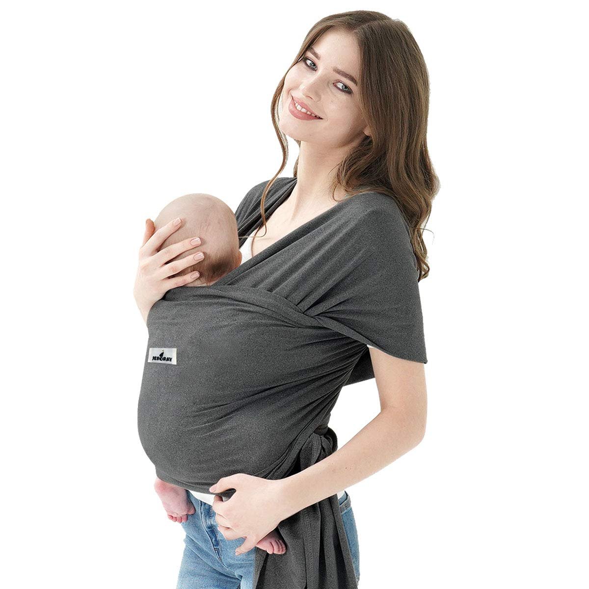 Baby Wraps Carrier, Jeroray Baby Carrier,Hands Free Infant Carrier, Lightweight,Breathable,Softness,Heather Grey