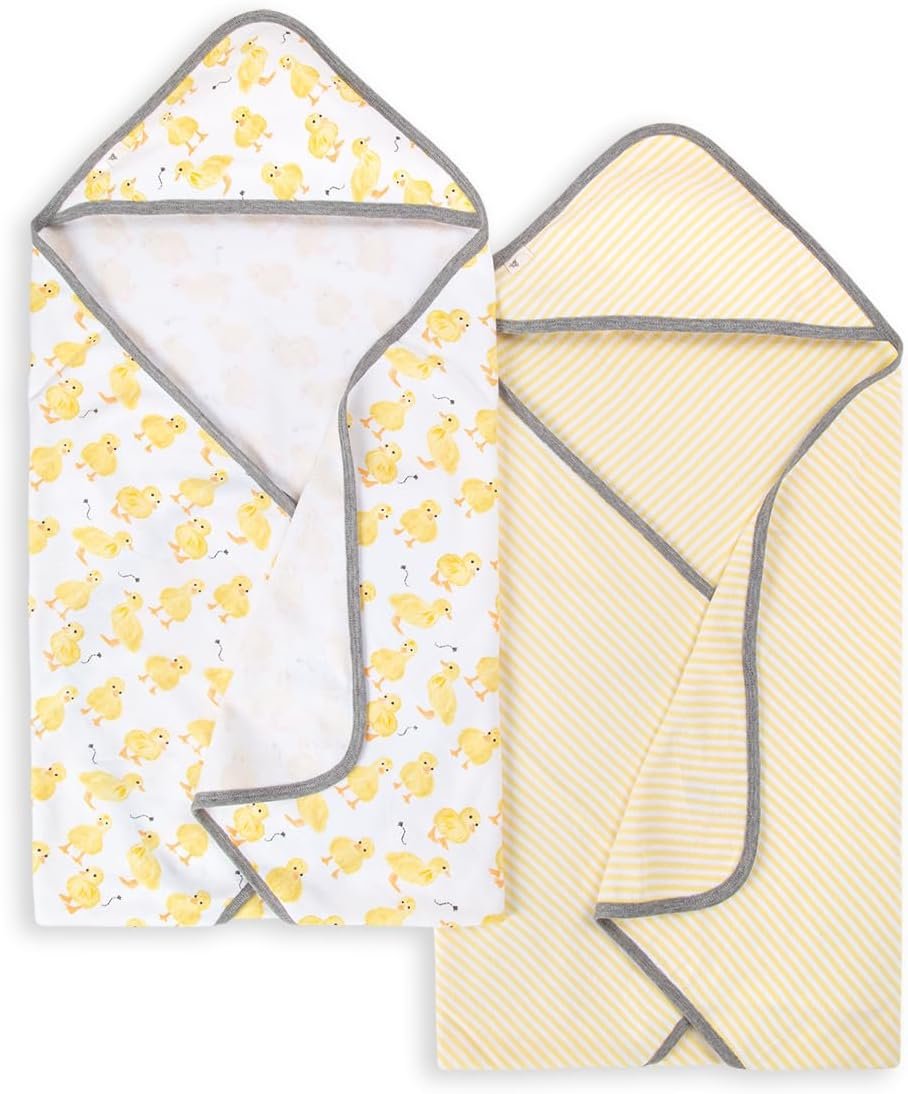 Burt’s Bees Baby Infant Hooded Towels, Organic Cotton, Unisex Bath Essentials, Nursery Towel with Hood Set, 29 x 29 in, 2-Pack