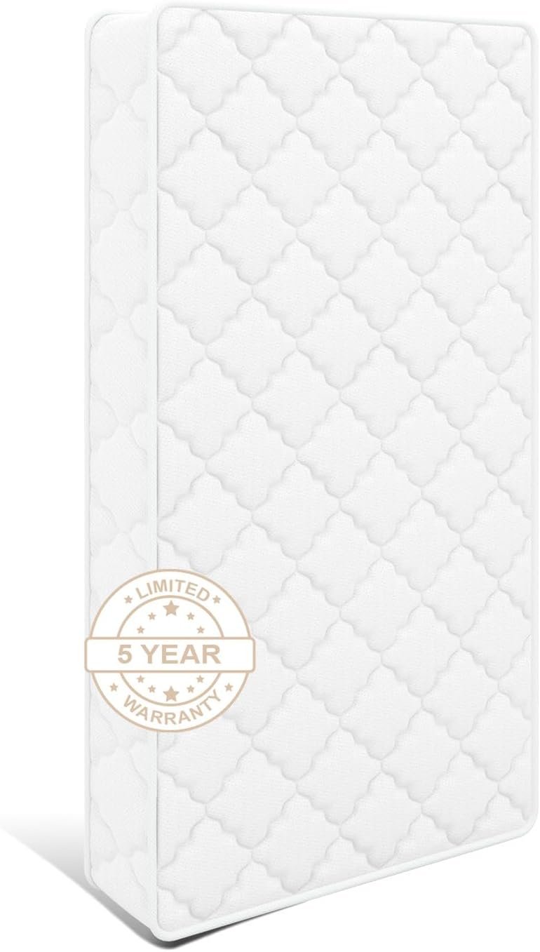5″x52″x27.5″ Premium Baby Crib & Toddler Mattress | 5″ High Density Foam Mattress, Odorless and Steady, No Gap & Edge Reinforced, Pure White