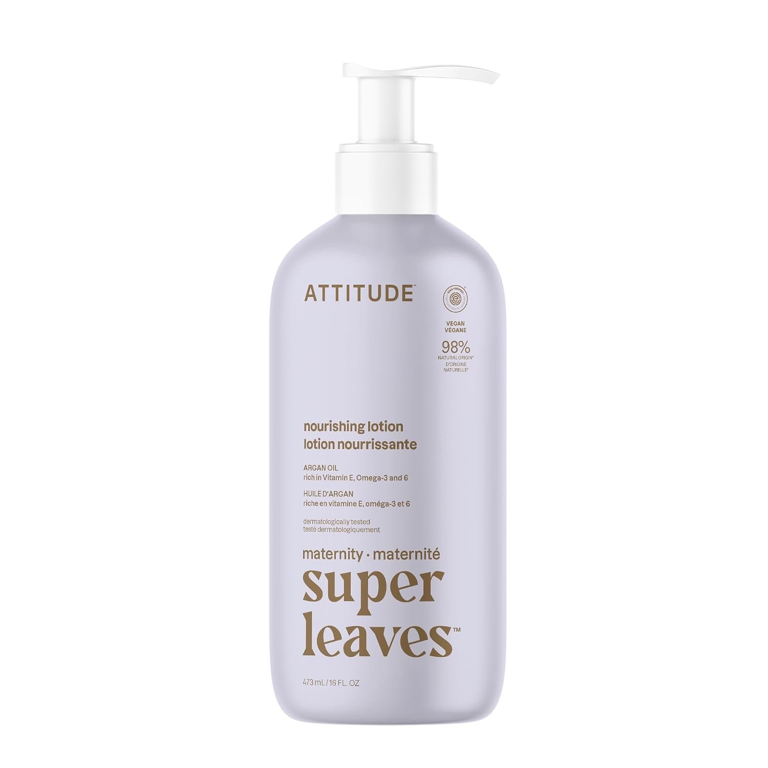ATTITUDE Pregnancy Nourishing Body Lotion, EWG Verified, Dermatologically Tested, Plant and Mineral-Based, Vegan Maternity Products, Argan Oil, 16 Fl Oz