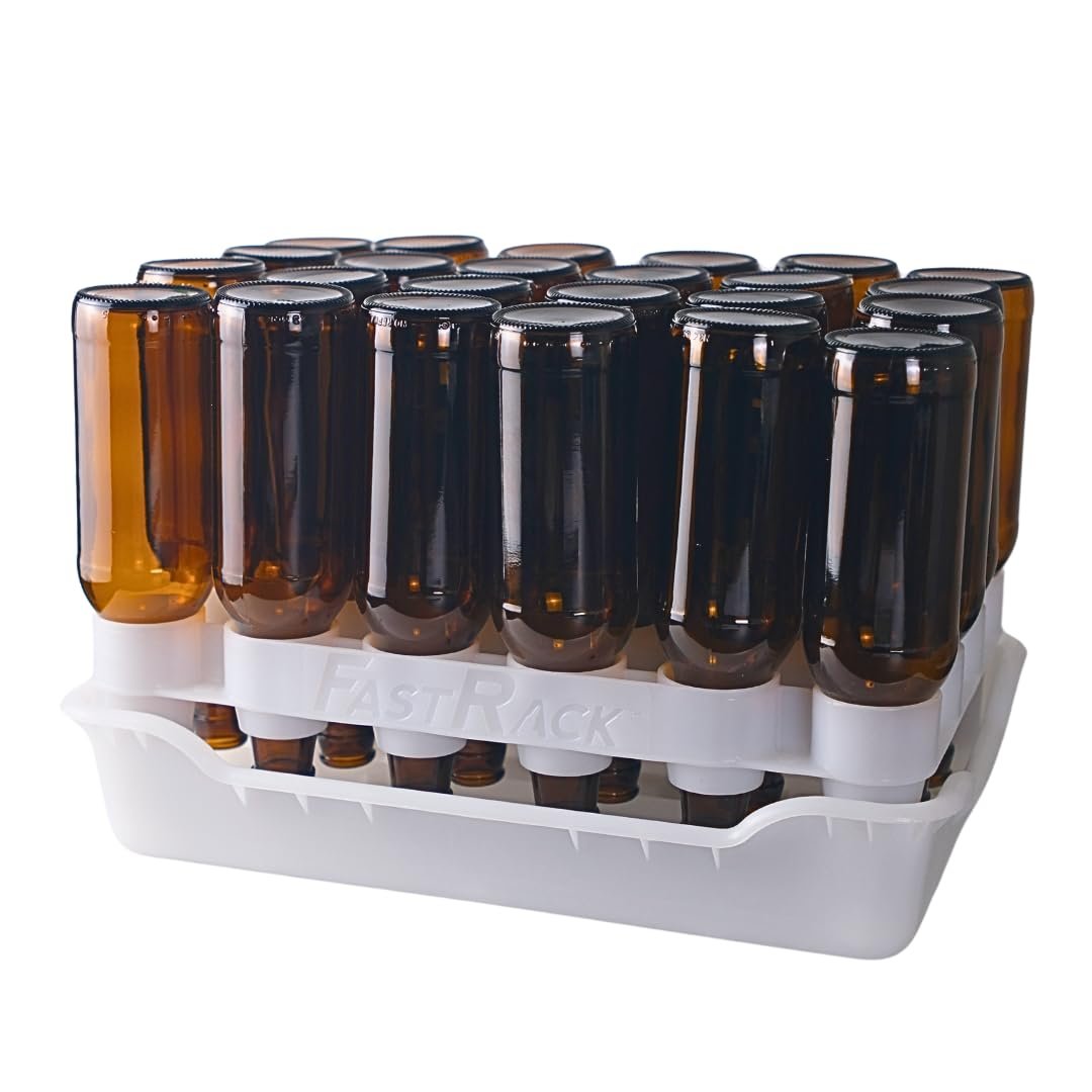 FASTFERMENT – 24-Bottle Drying Rack & Tray| Bottle Drying Tree Alternative | Dry & Store Your Wine or Bomber/Belgian Bottles | Stackable | White | Dishwasher Safe | Home Brewing Supplies