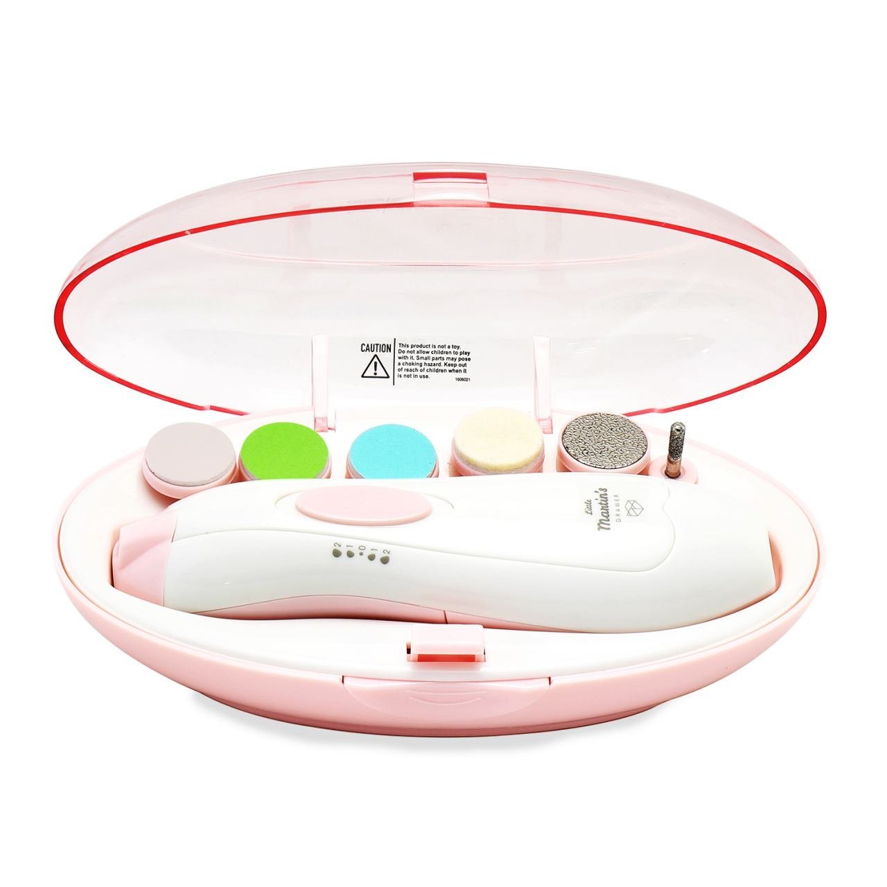 Little Martin’s Drawer Baby Nail Trimmer File with Light – Safe Electric Nail Clippers Kit for Newborn Infant Toddler Kids Toes and Fingernails – Care, Polish and Trim – Battery Operated (AA), Pink