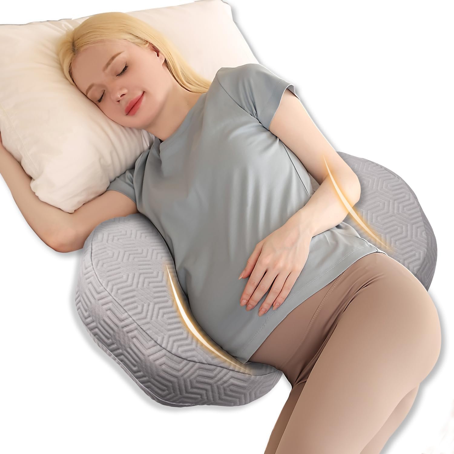 Chilling Home Pregnancy Pillow – Upgraded Memory Foam Maternity Pillow for Pregnant Women – Wedge Pillows for Sleeping – Support for Back, Belly, Waist – Removable Cooling Cover